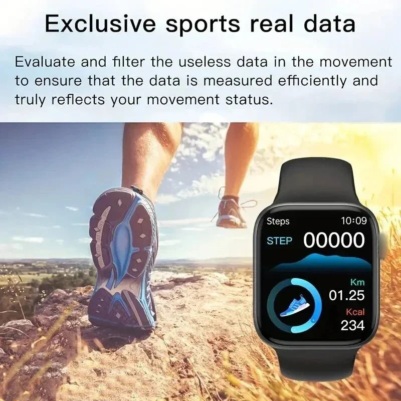 Montre de fitness intelligente avec écran tactile pour suivi des pas, distance, calories et sommeil