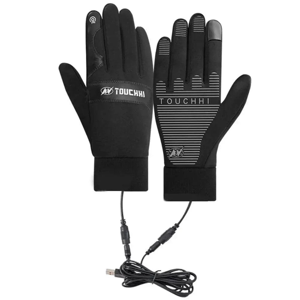 Gants d'équitation USB noirs chauffants avec fonction tactile pour hiver