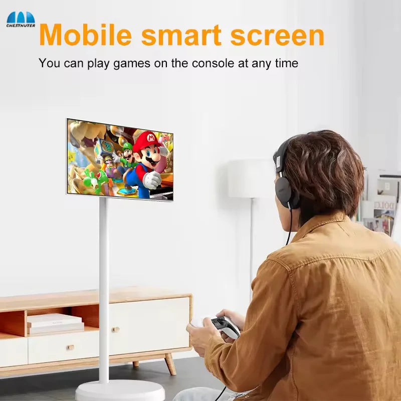 Tv smart sur pie avec écran tactile pivotant pour jeux et multimédia à domicile