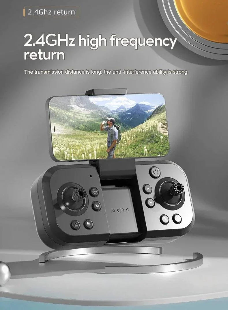 Télécommande du Nouveau S2S Mini Drone professionnel 8K HD avec support smartphone et fréquence 2.4GHz pour retour longue portée.