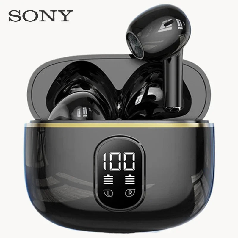 Sony X87 véritable écouteur sans fil Bluetooth noir avec affichage batterie numérique et boîtier de charge compact