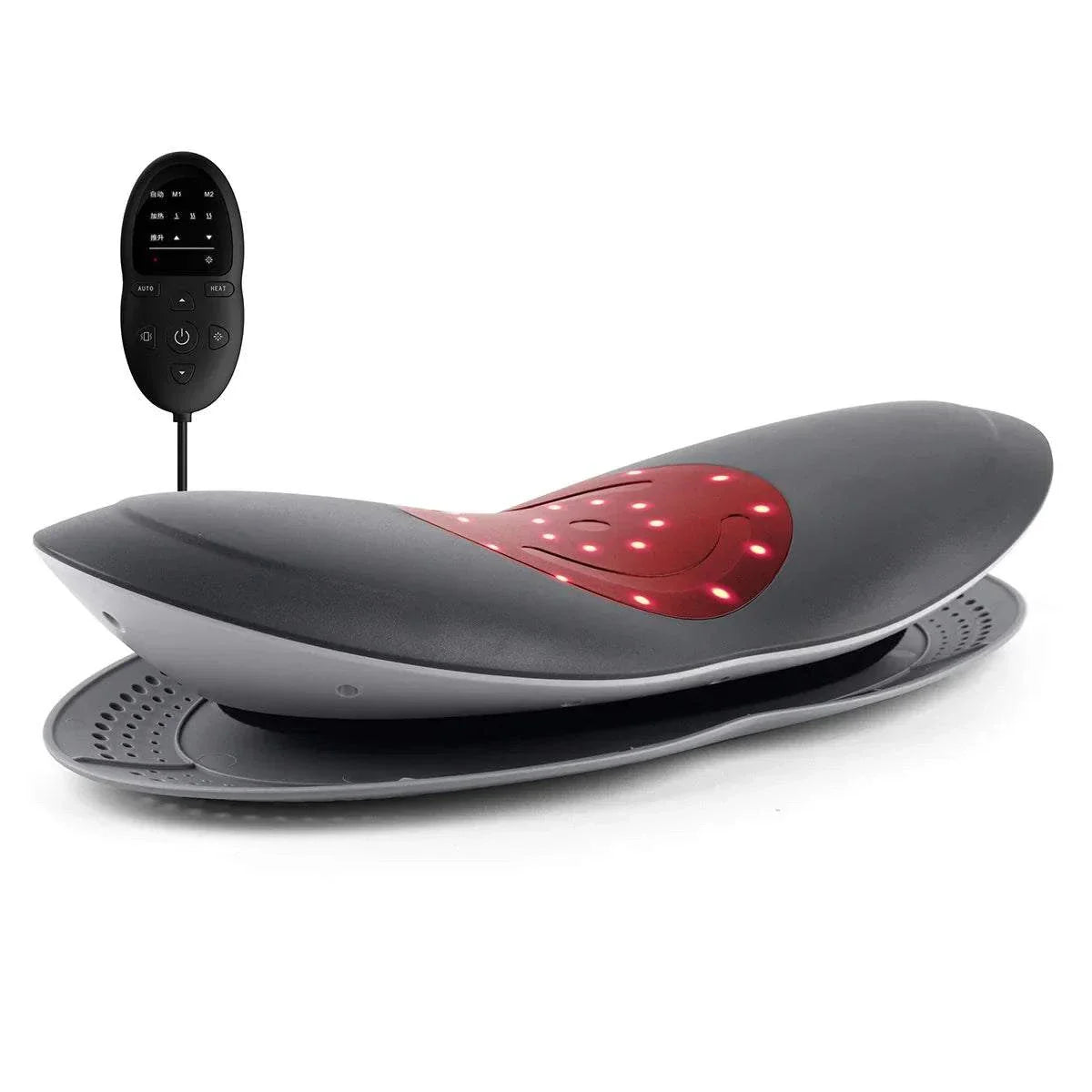 Masseur lombaire ergonomique avec chaleur et vibrations pour soulager la colonne lombaire